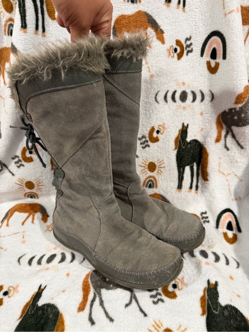 The North Face Gray Suede Janey Winter Boots